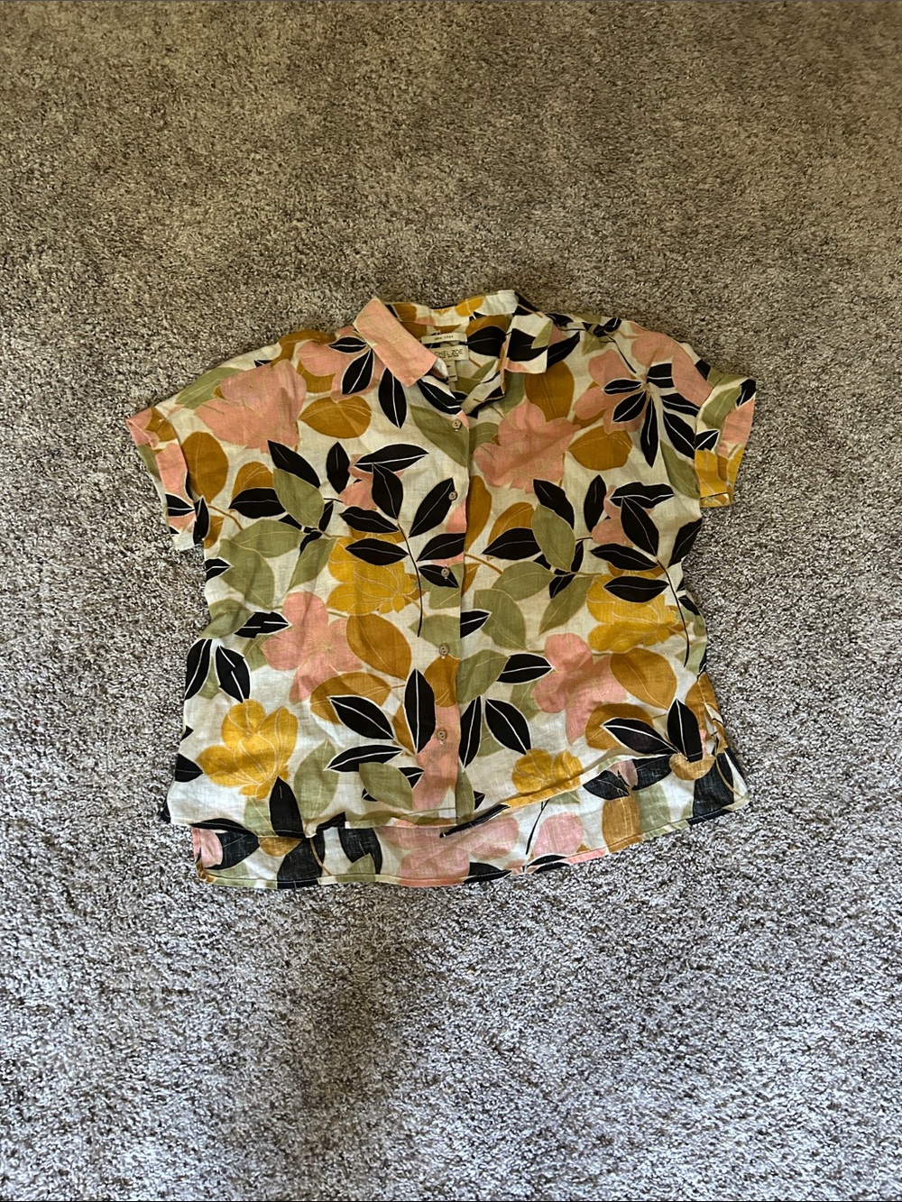 Rachel Zoe Floral Short-Sleeve Button Front Linen Top in Multicolor